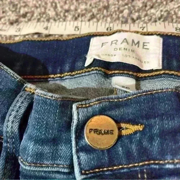 Frame Womens Le Skinny de Jeanne  size 26 Raw Ankle Hem Blue Denim - Picture 6 of 11
